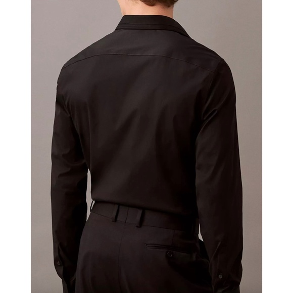 Calvin Klein Men’s Black Infinite Slim Fit Button Down Shirt (Size L) - Picture 2 of 8